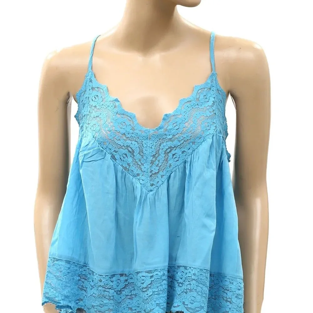 Intimately Free People Fiona Cami Blouse Top Tank Sleeveless Lace Slip M 290165